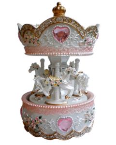White, Gold and Pink Musical Horse Carousel 6