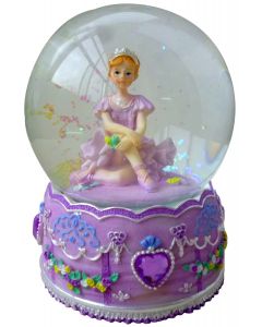 Purple Ballerina Sitting Musical Waterball 100mm