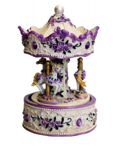 Purple & White Horse Musical Carousel 6"