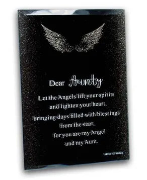 Angel's Prayer Glitter Mirror Plaque - Aunty