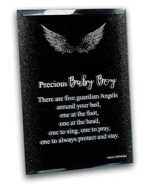 Angel's Prayer Glitter Mirror Plaque - Baby Boy