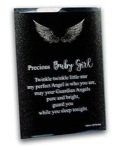 Angel's Prayer Glitter Mirror Plaque - Baby Girl