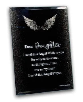 Angel's Prayer Glitter Mirror Plaque - Daughter
