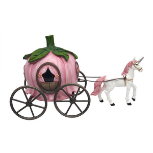 Fairytale Unicorn Drawn Pink Flower Carriage