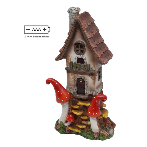 Mushroom House LED Light-Up 30cm