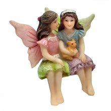 Fairy Sisters Sitting with Kitten