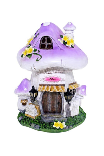 Purple Fairy Solar Mushroom House 28cm  FV373
