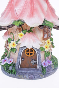 Pink Fairy Flower Solar House 25cm with Lady Bug