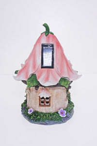 Pink Fairy Flower Solar House 25cm with Lady Bug