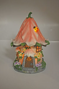 Pink Fairy Flower Solar House 25cm with Lady Bug
