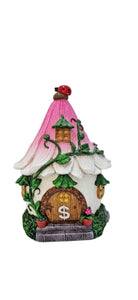 Pink Flower Fairy House Savings Money Box